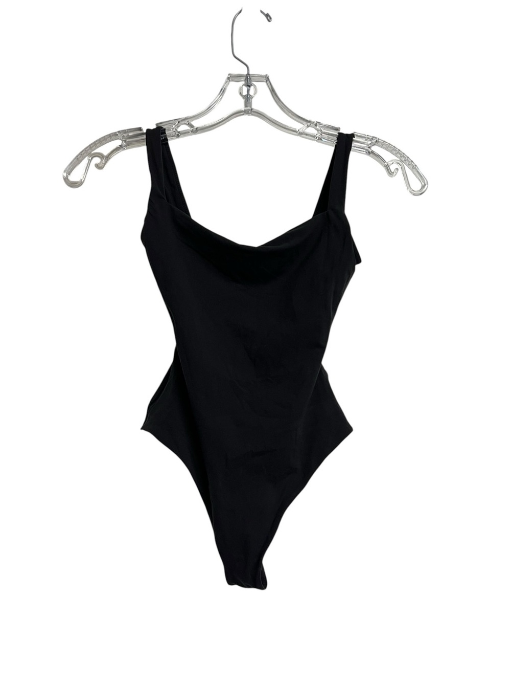 SKIMS Fits Everybody Black Square Neck Thong Bodysuit XXS Minimalist Casual